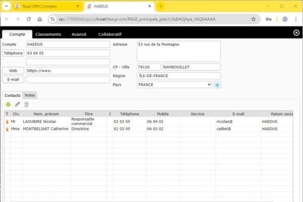 Gestion de compte / accès par un navigateur Internet