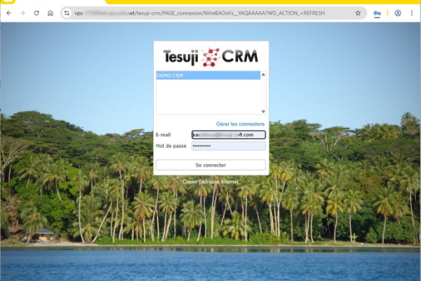 Connexion à Tesuji CRM par le Web